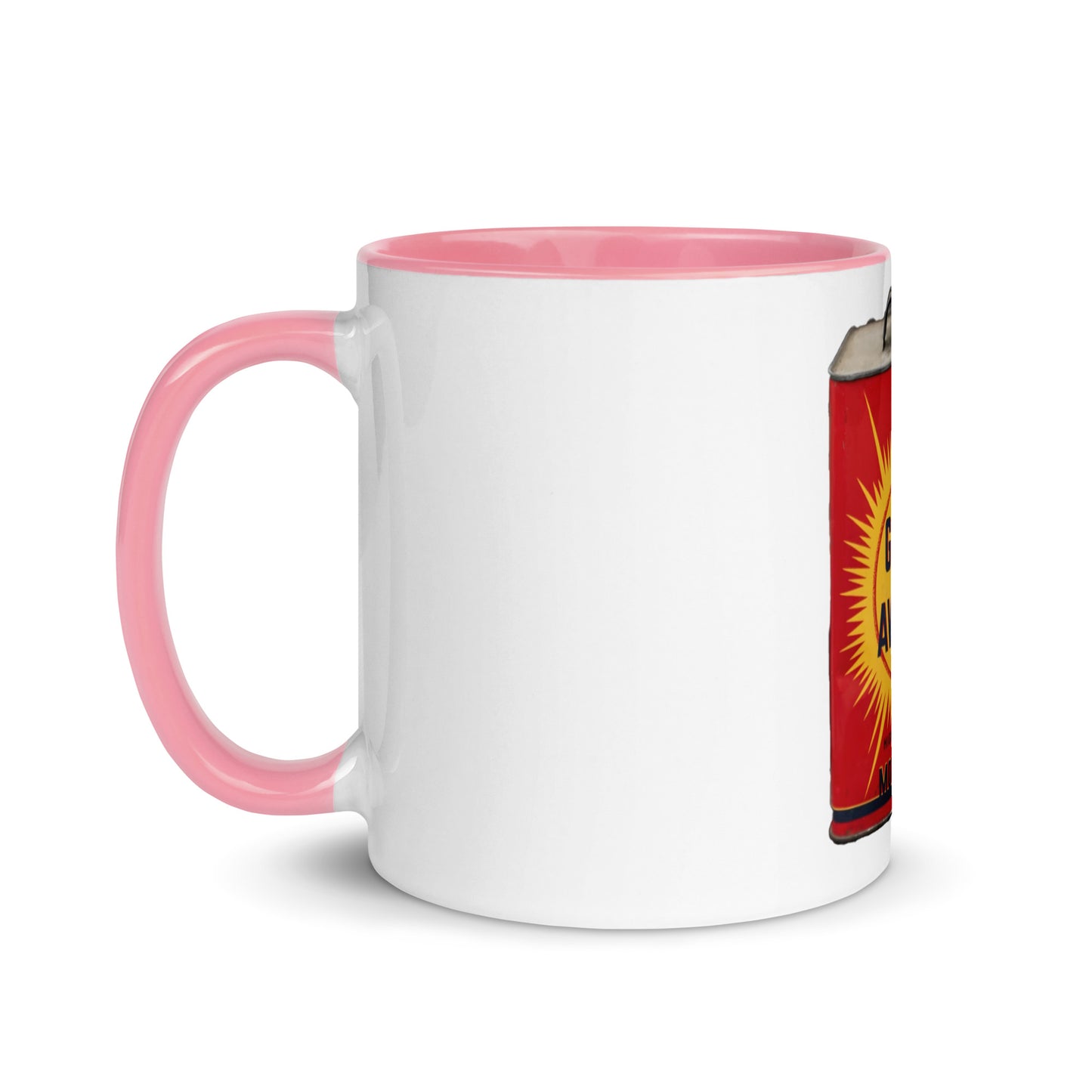 Retro Oil Can Design Mug with Color Inside