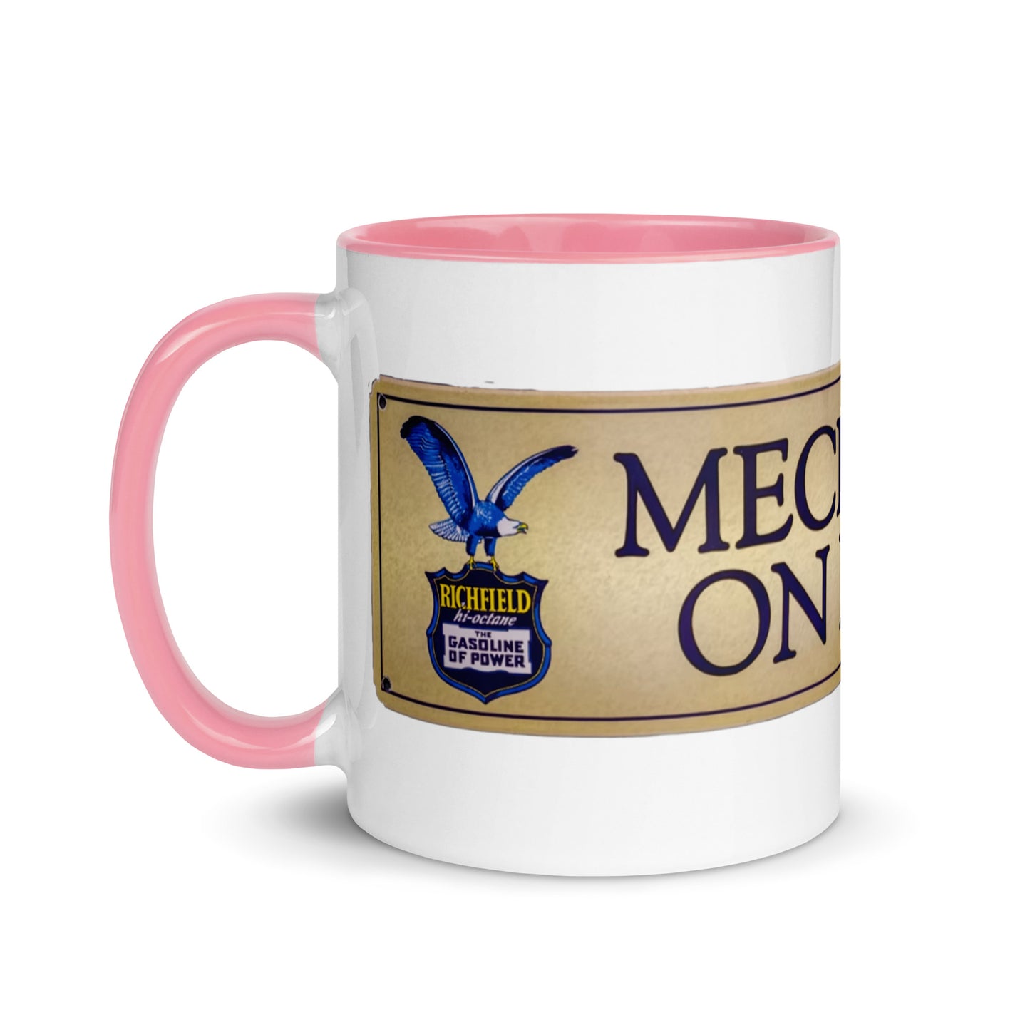 Retro Mechanic On Duty Sign Mug with Color Inside