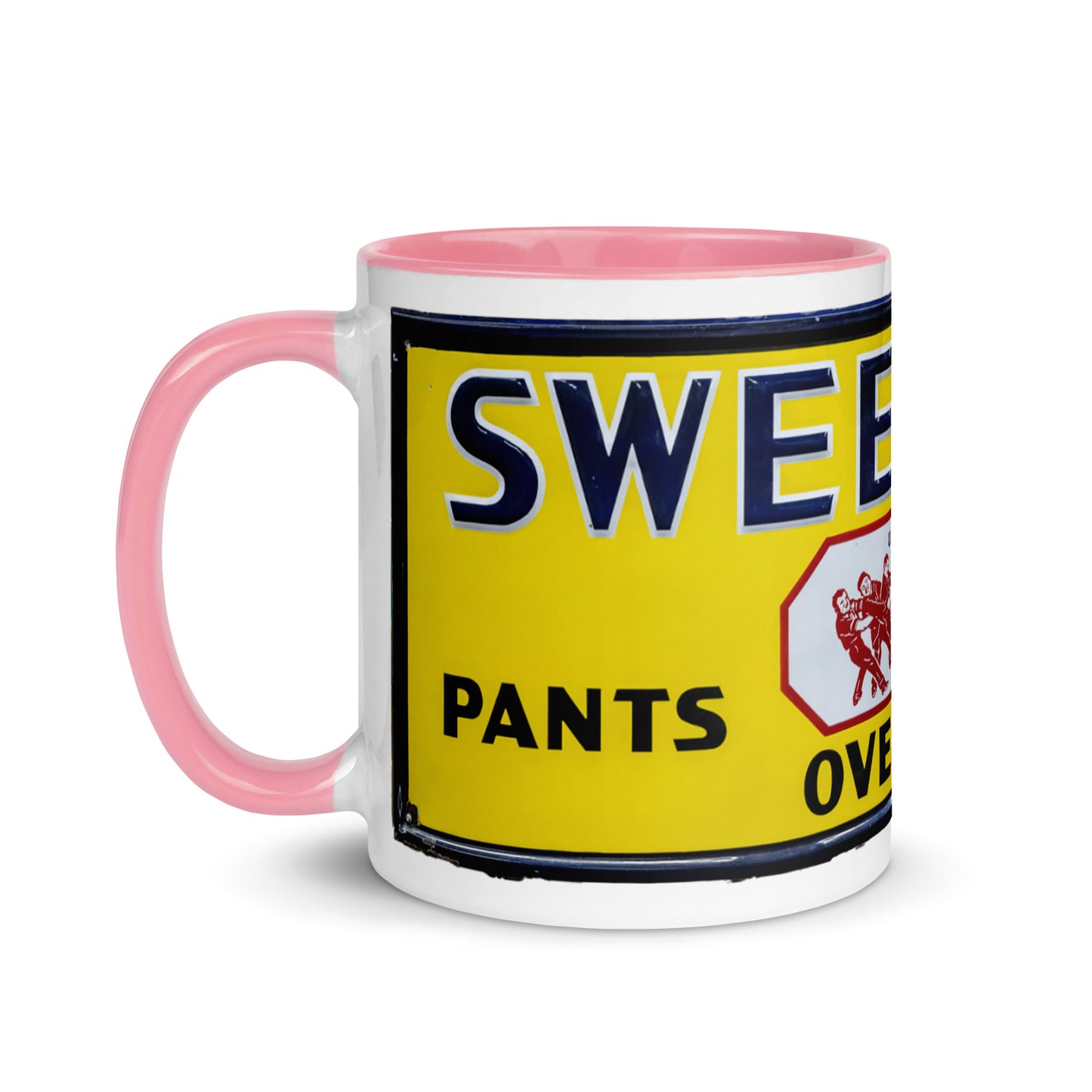 Vintage Mechanic Overalls Porcelain Sign Mug with Color Inside