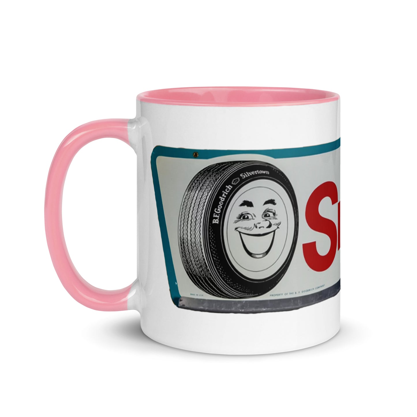 Retro Smileage Tire Sign Mug with Color Inside