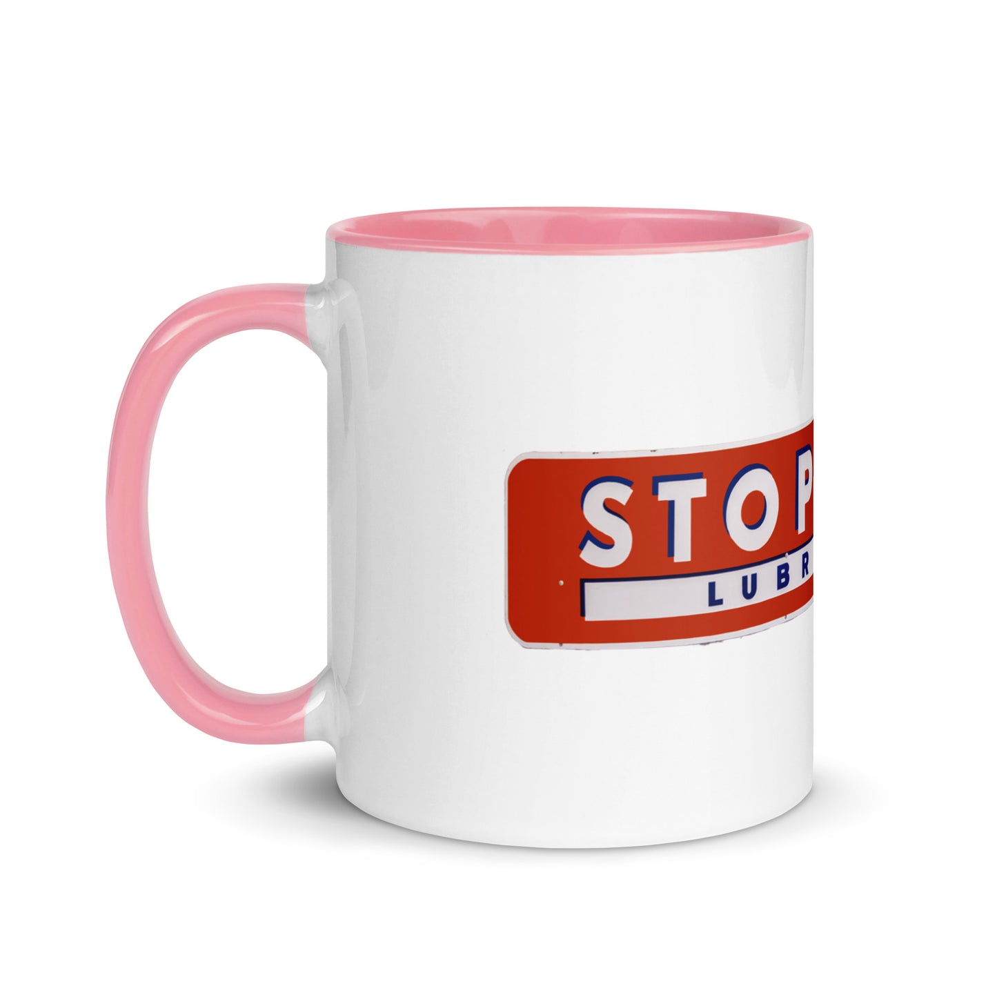 Retro Stop Wear Lube Painted Sign Mug with Color Inside