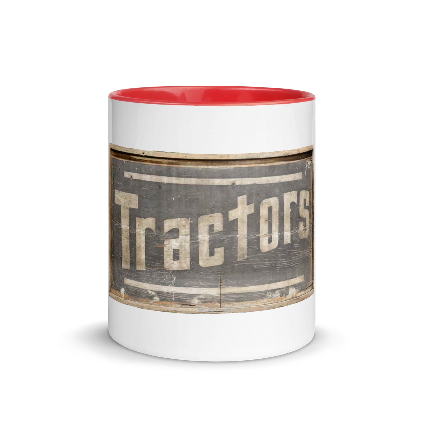 Retro Tractors Sign Wood Style Mug with Color Inside