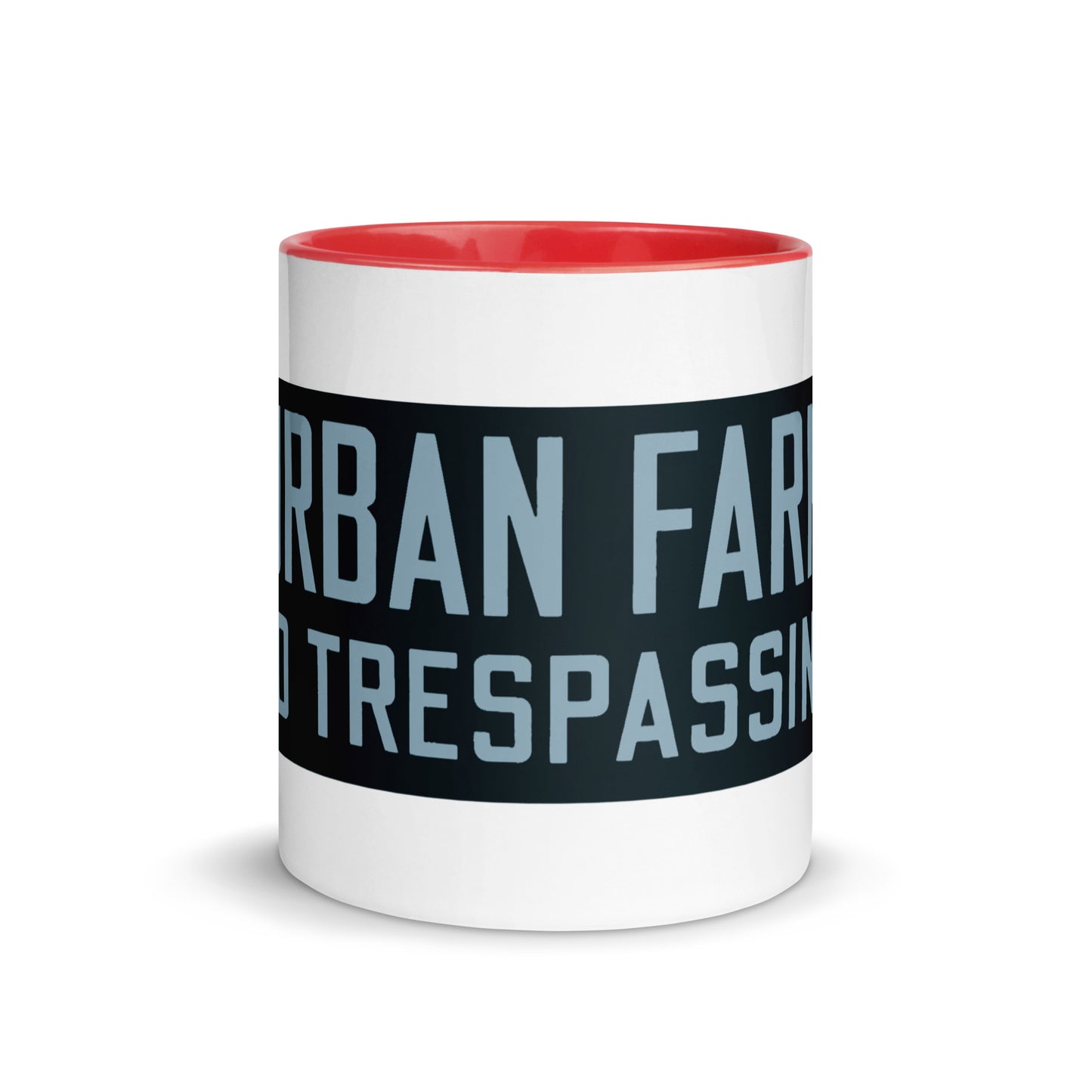 Retro Urban Farm Sign Porcelain Style Mug with Color Inside