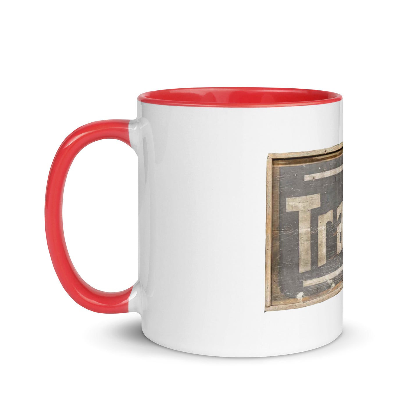 Retro Tractors Sign Wood Style Mug with Color Inside