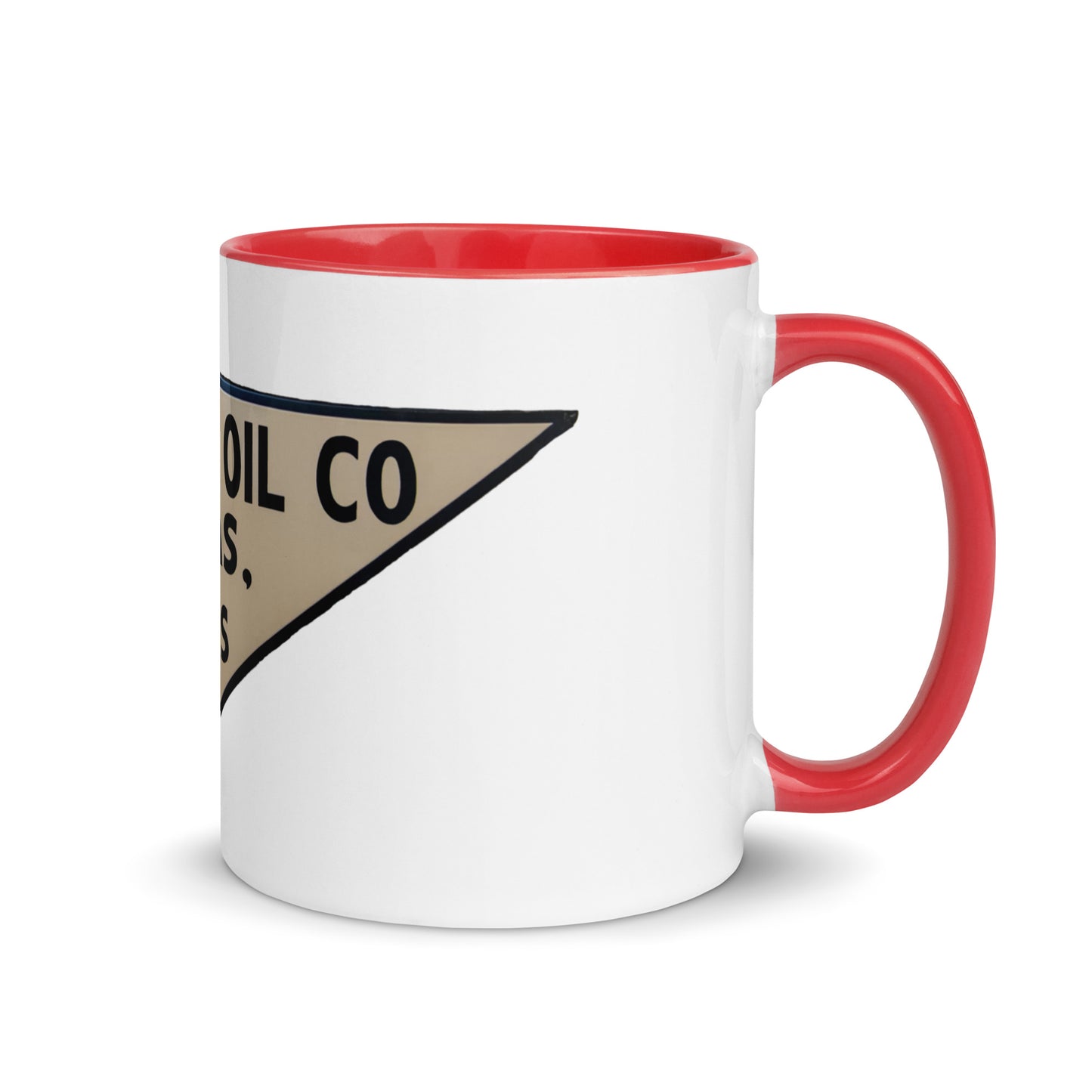 Retro Triangle Oil Company Tin Style Mug with Color Inside