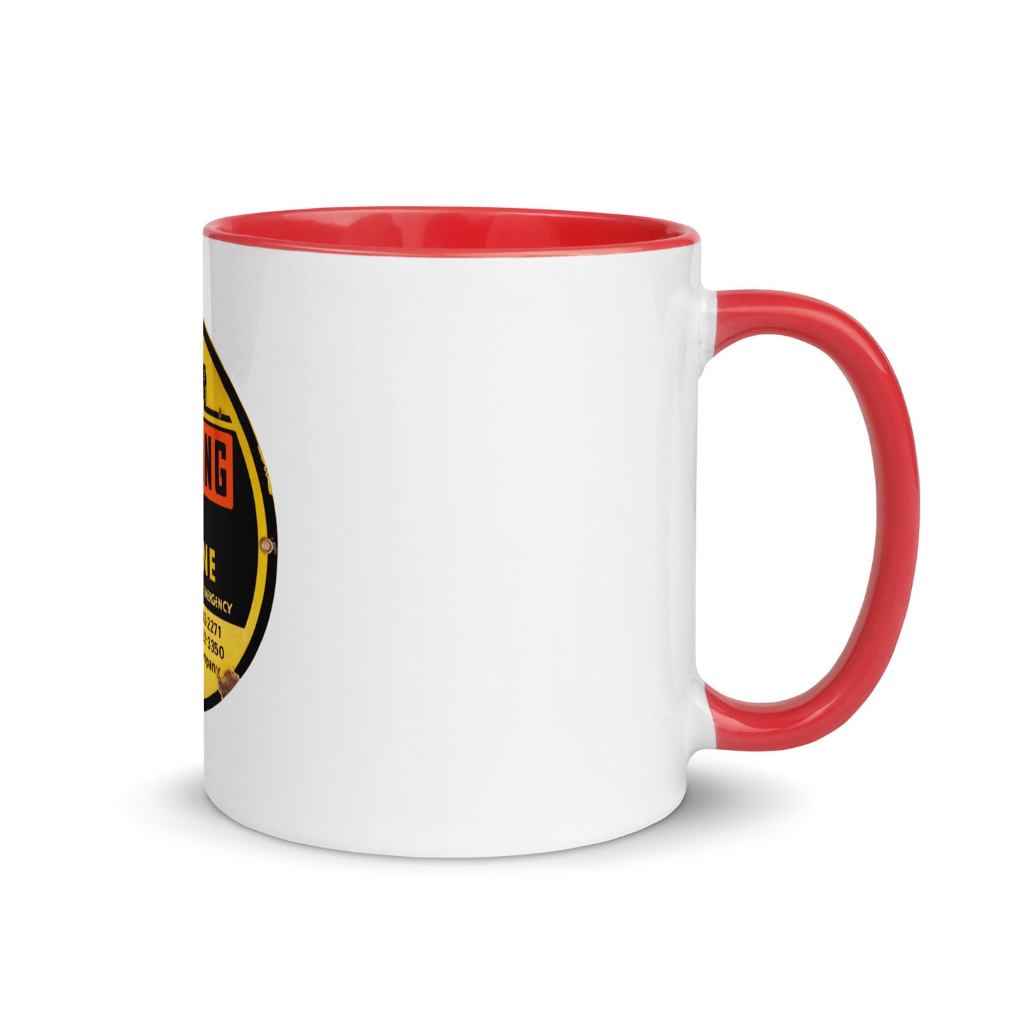 Retro Gas Warning Sign Tin Mug with Color Inside