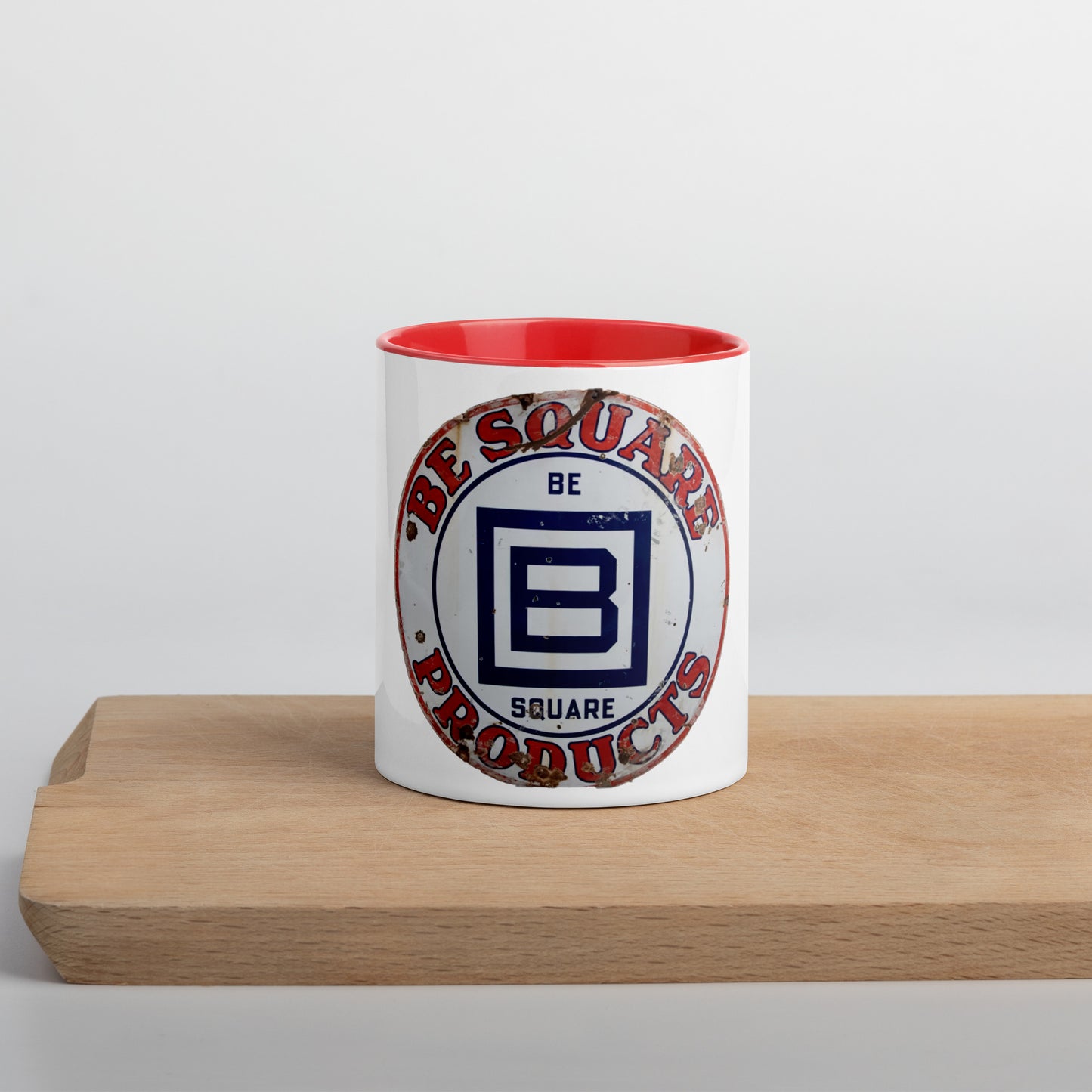 B Square Design Porcelain Mug with Color Inside