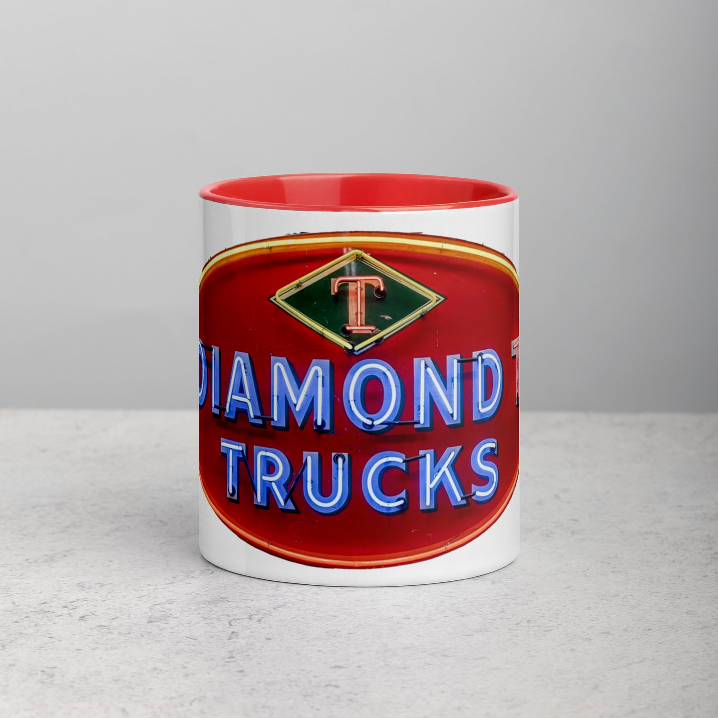 Diamond Trucks Retro Neon Sign Style Mug with Color Inside