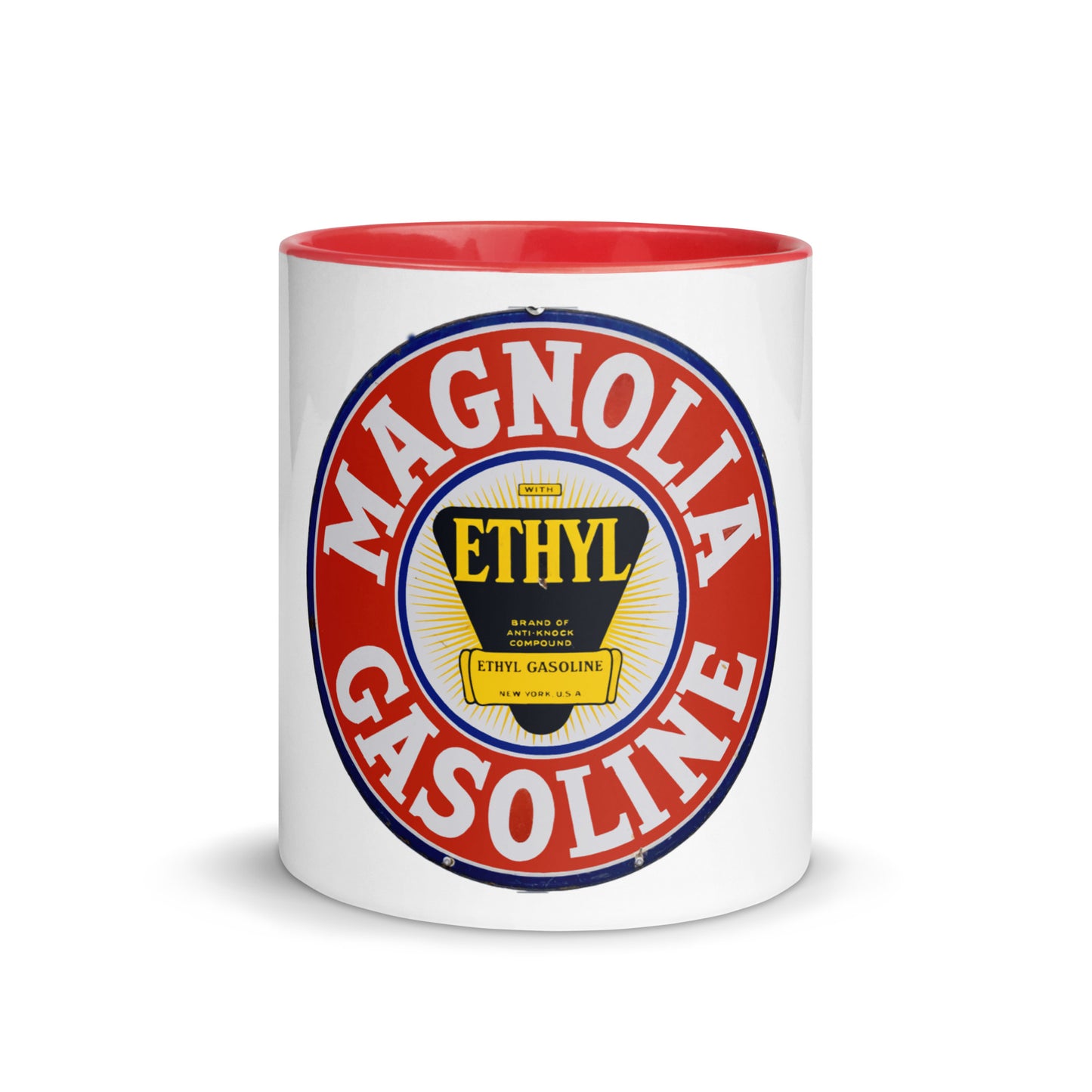 Retro Tin Gas Sign Magnolia Mug with Color Inside