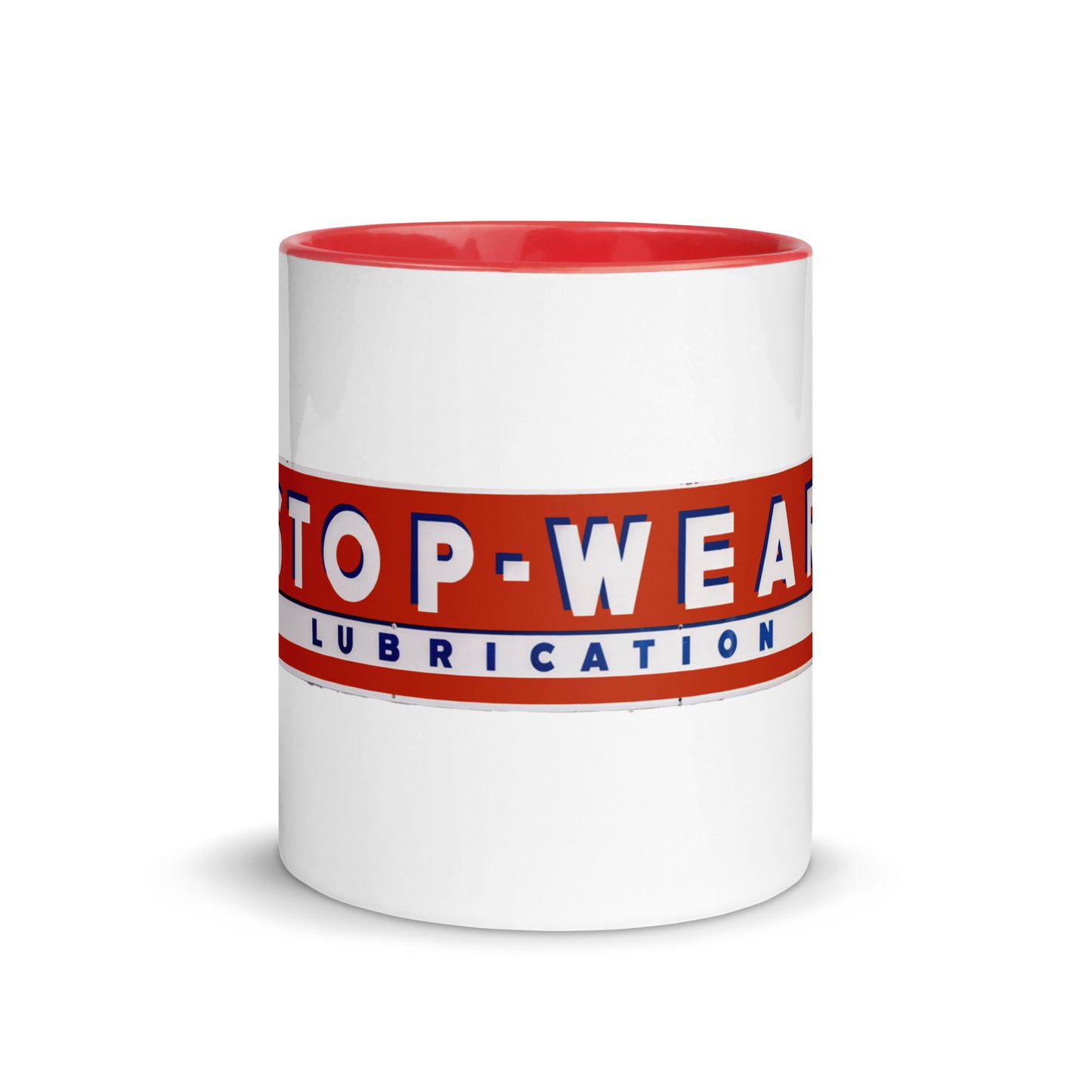 Retro Stop Wear Lube Painted Sign Mug with Color Inside