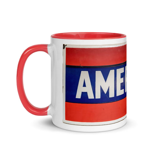 American Sign Porcelain Vintage Style Mug with Color Inside