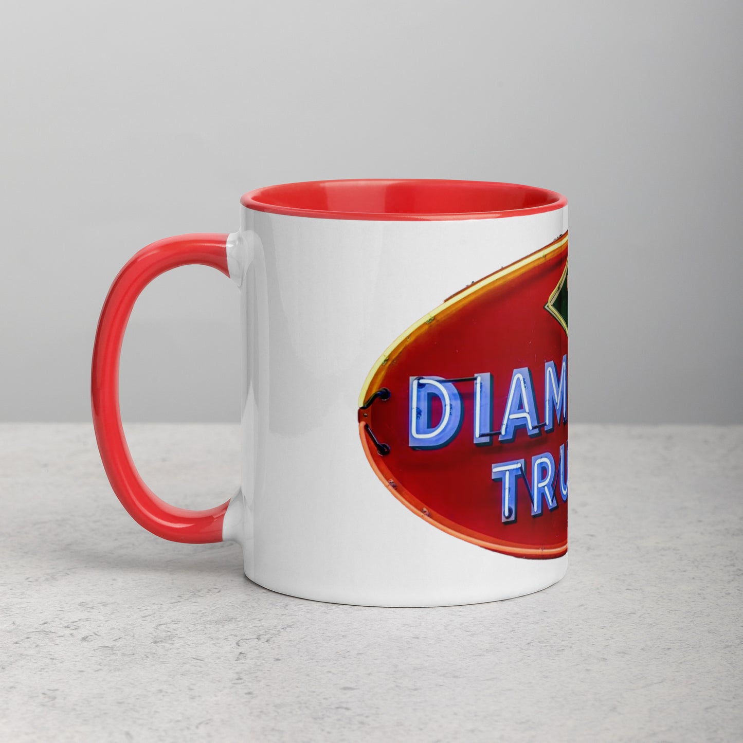 Diamond Trucks Retro Neon Sign Style Mug with Color Inside