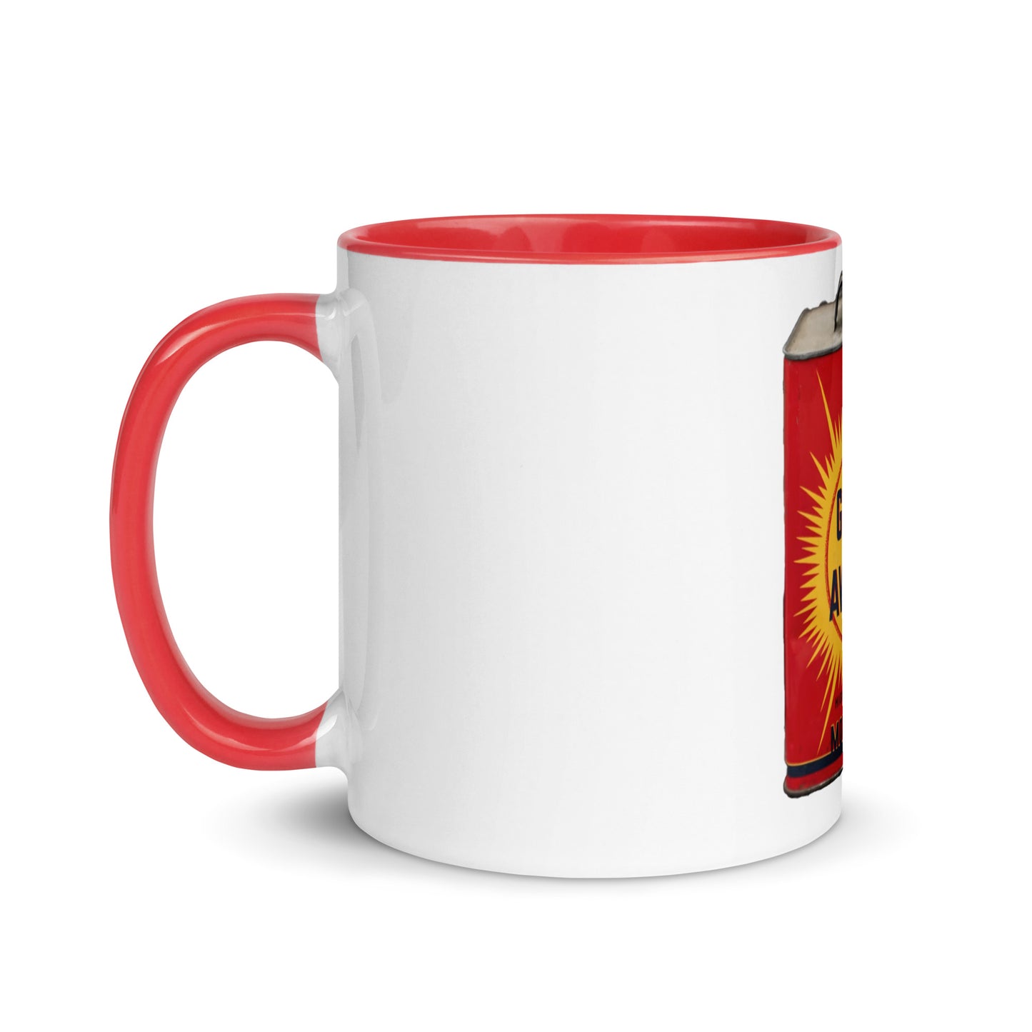 Retro Oil Can Design Mug with Color Inside