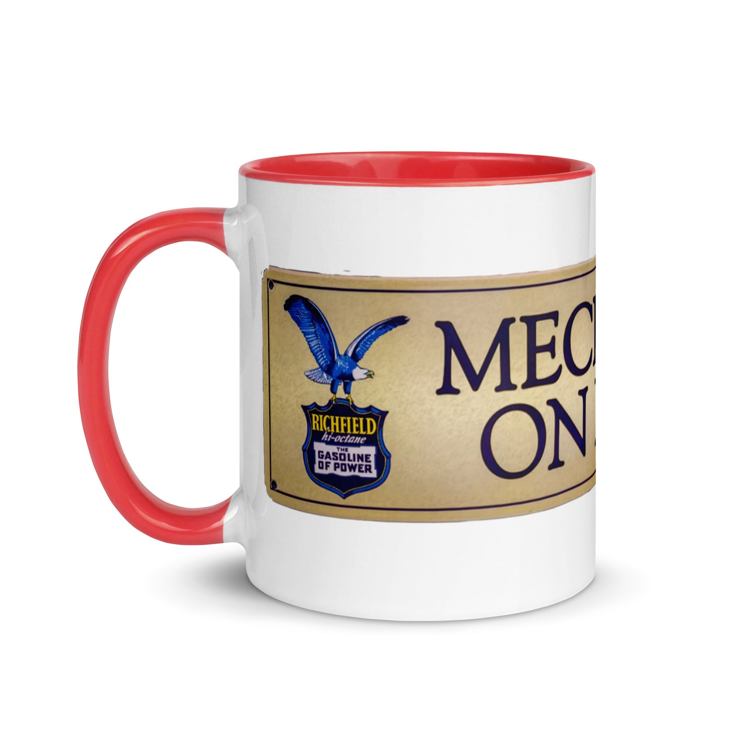 Retro Mechanic On Duty Sign Mug with Color Inside