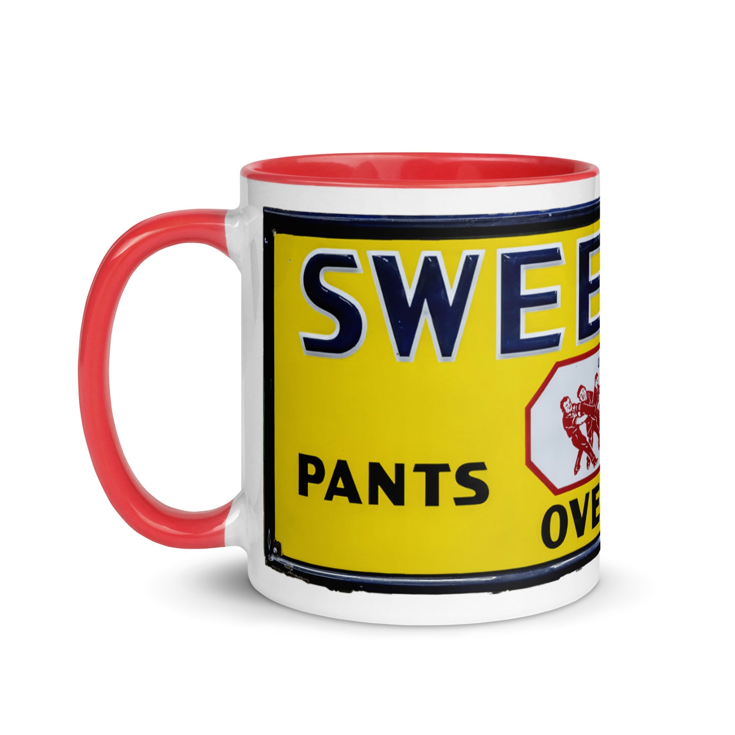Vintage Mechanic Overalls Porcelain Sign Mug with Color Inside