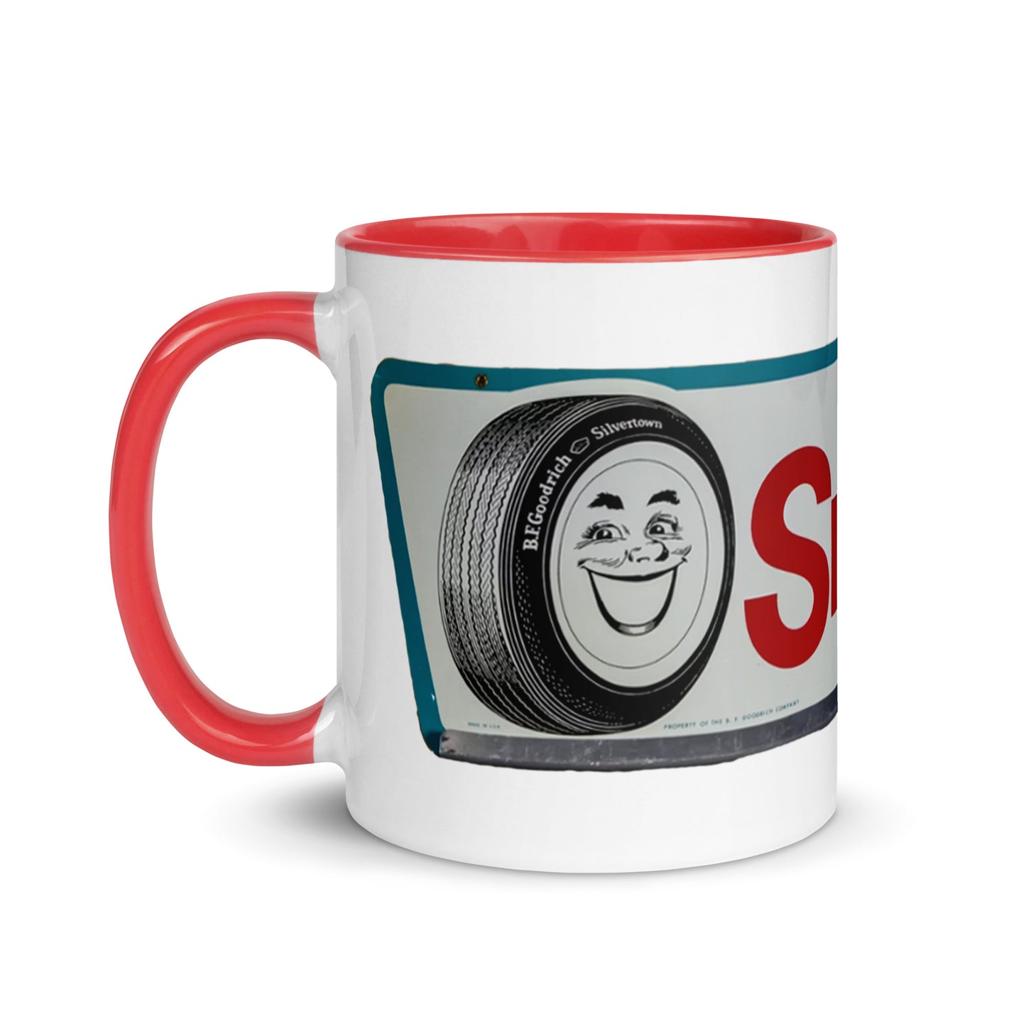 Retro Smileage Tire Sign Mug with Color Inside