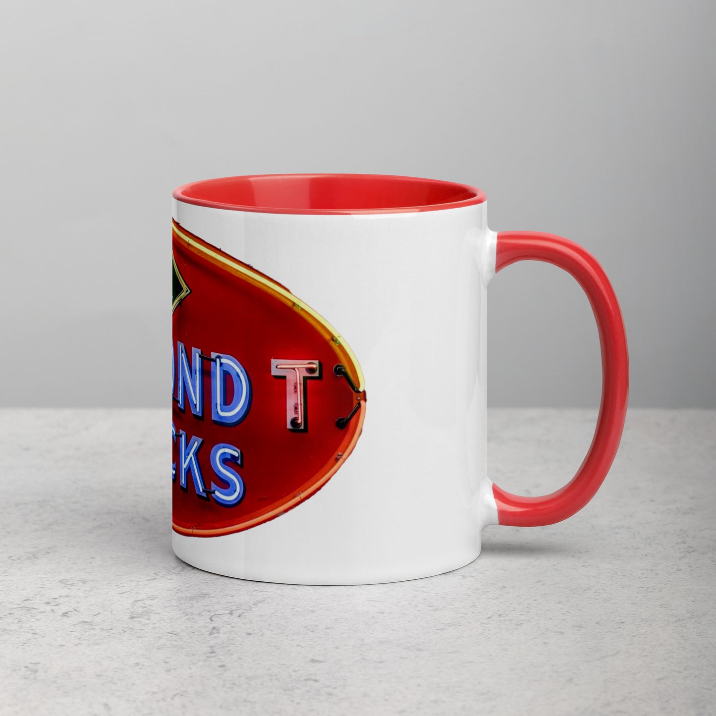 Diamond Trucks Retro Neon Sign Style Mug with Color Inside