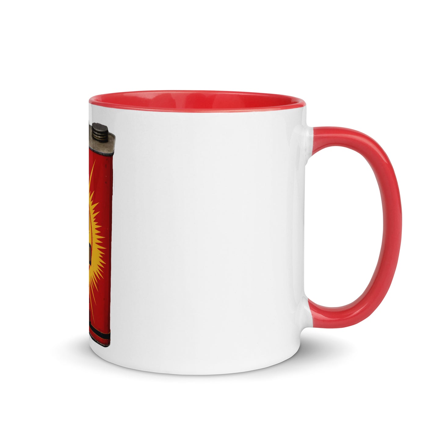 Retro Oil Can Design Mug with Color Inside