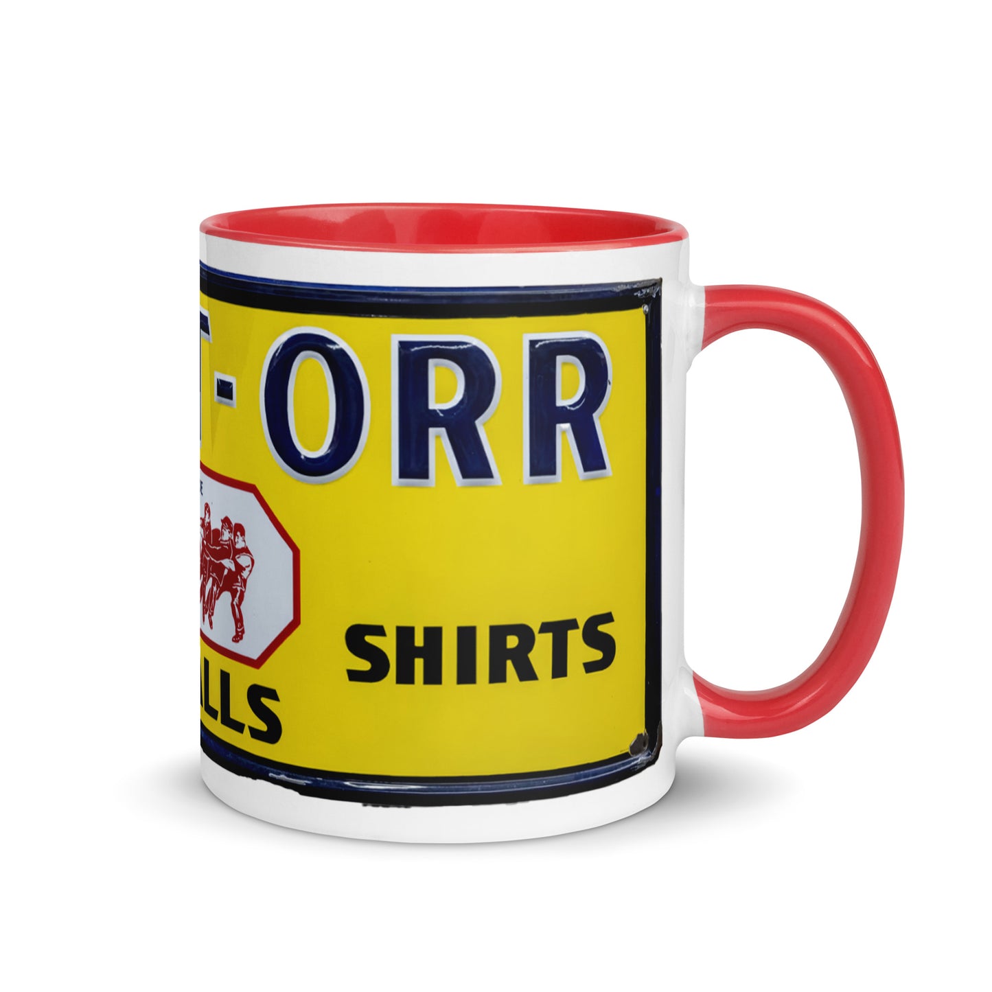 Vintage Mechanic Overalls Porcelain Sign Mug with Color Inside