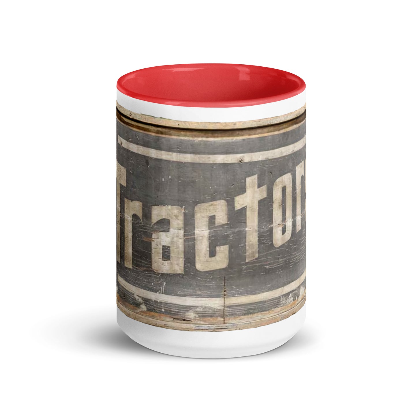 Retro Tractors Sign Wood Style Mug with Color Inside