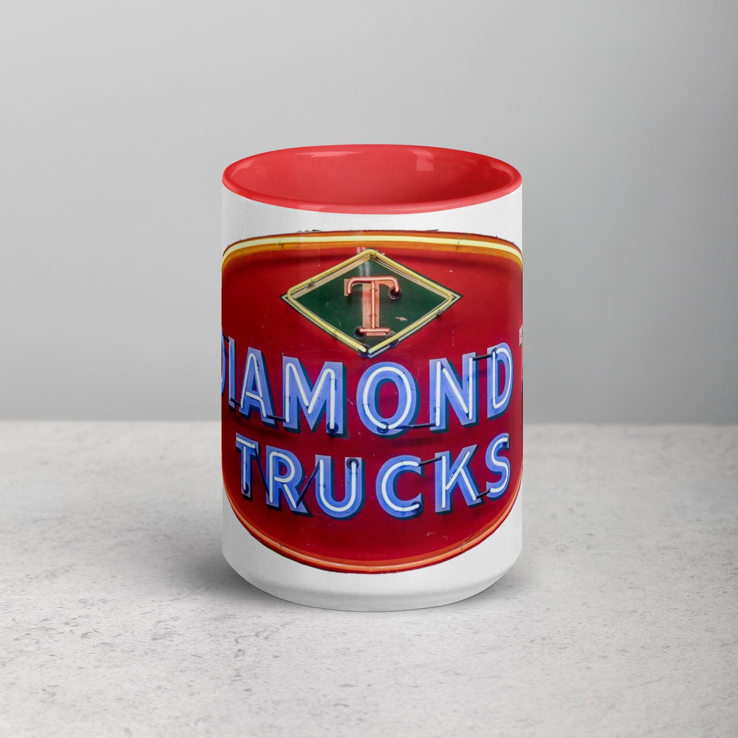 Diamond Trucks Retro Neon Sign Style Mug with Color Inside