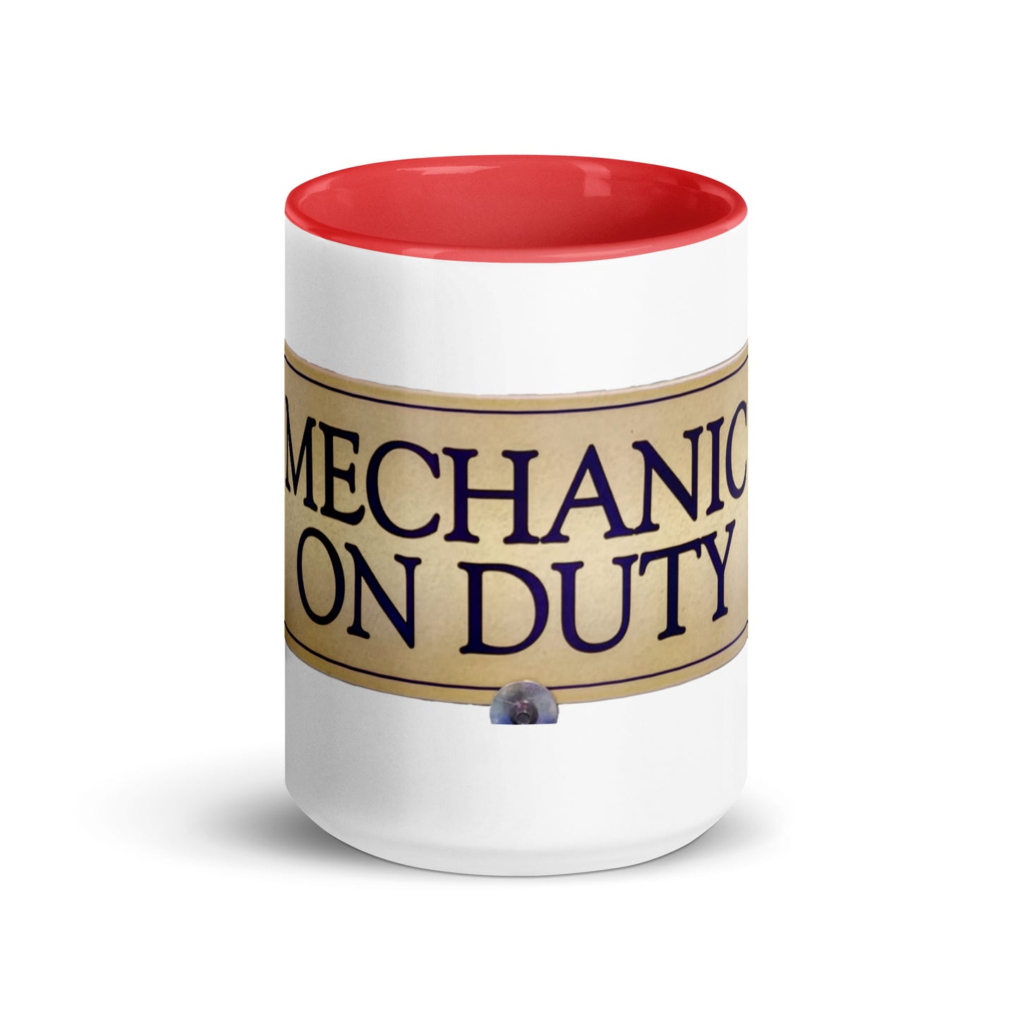 Retro Mechanic On Duty Sign Mug with Color Inside