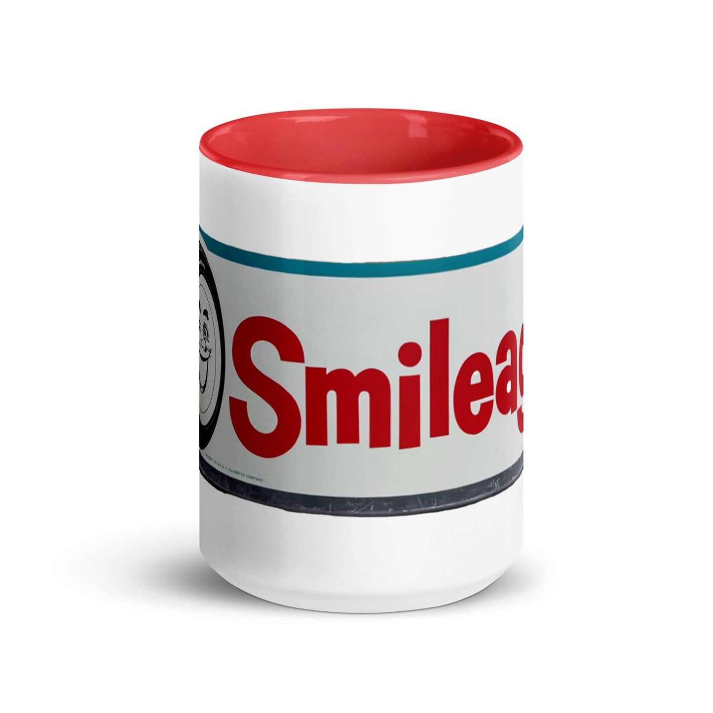 Retro Smileage Tire Sign Mug with Color Inside