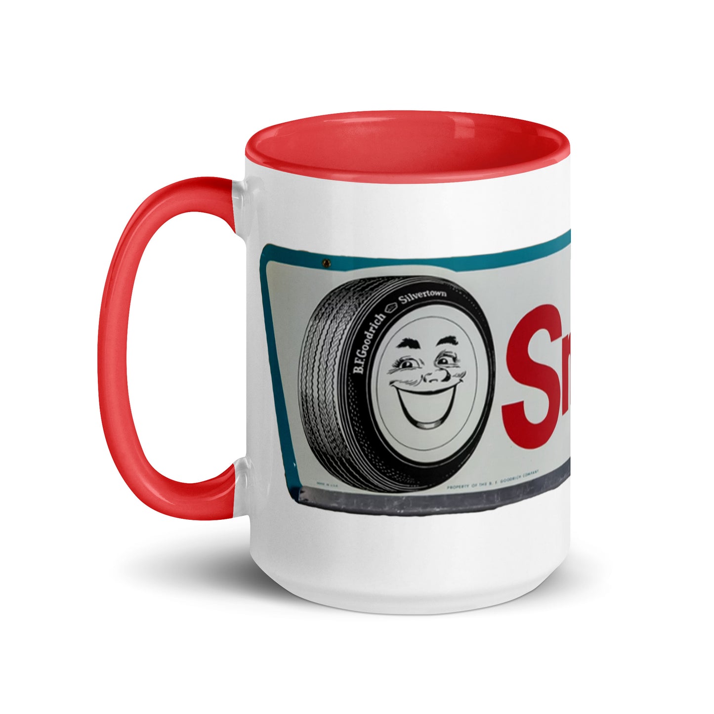 Retro Smileage Tire Sign Mug with Color Inside