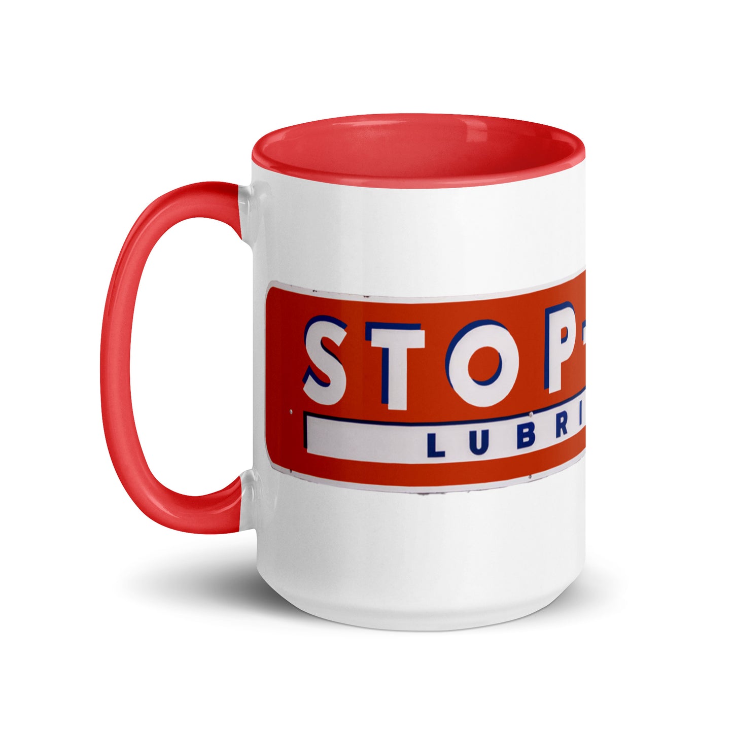 Retro Stop Wear Lube Painted Sign Mug with Color Inside