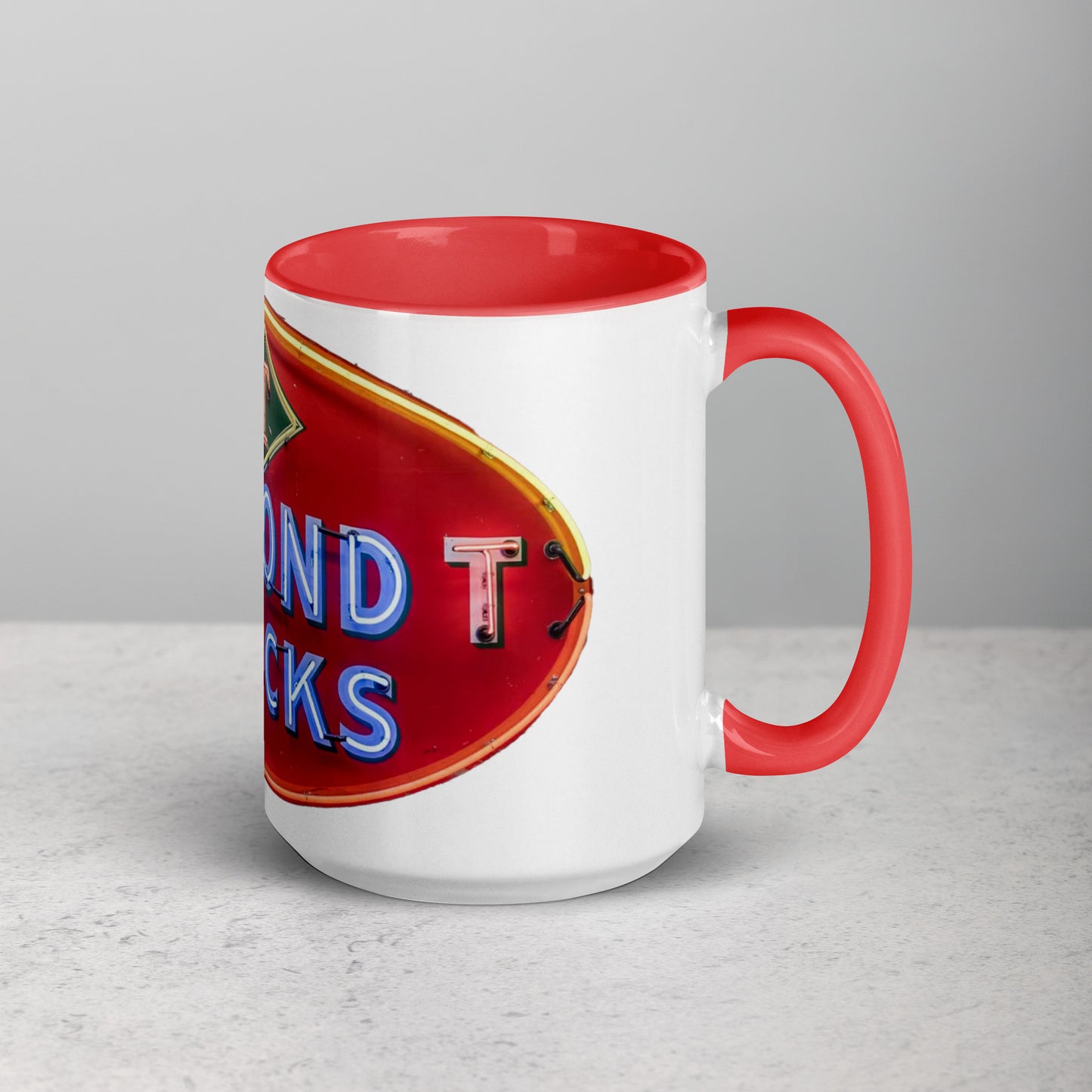 Diamond Trucks Retro Neon Sign Style Mug with Color Inside