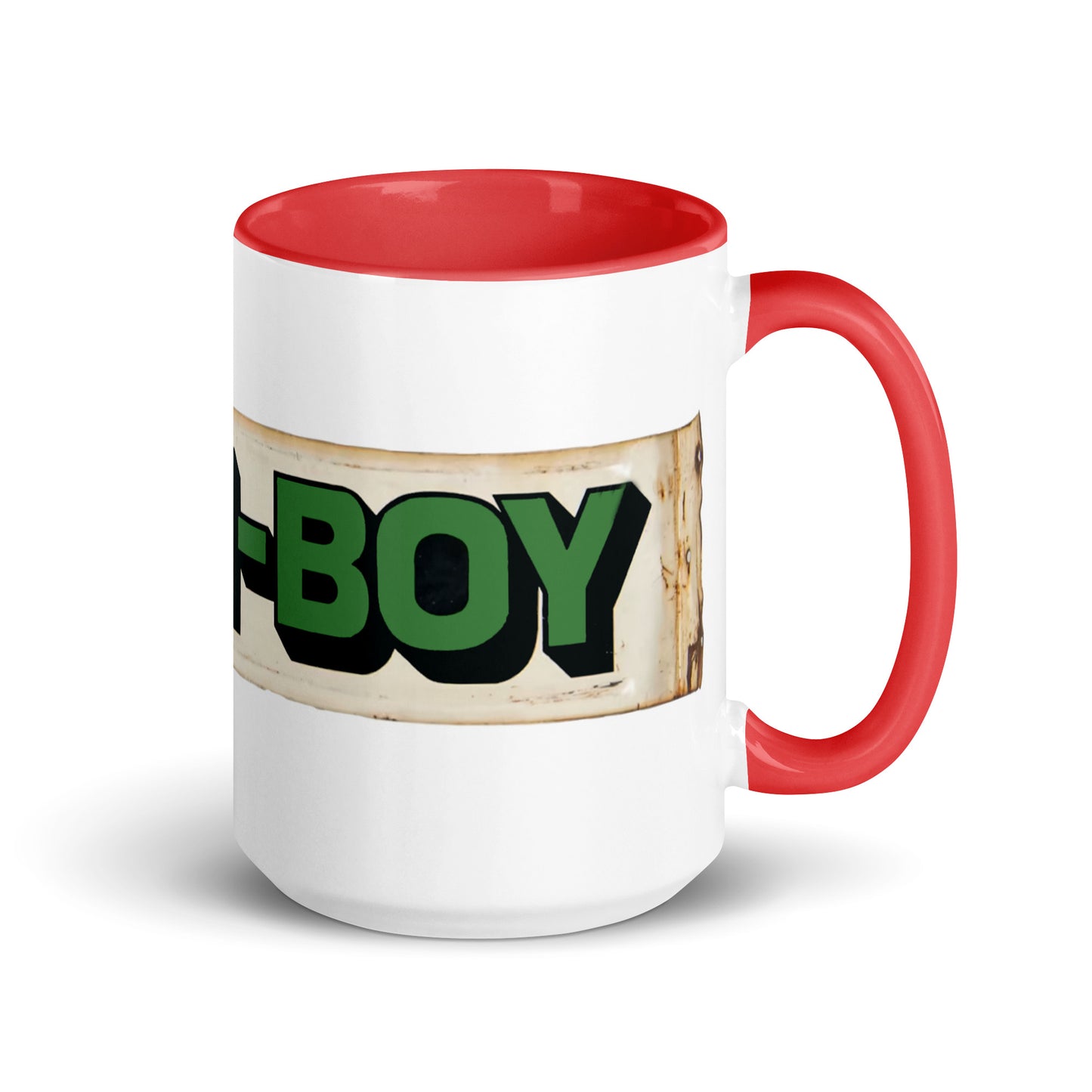 Lawn Boy Porcelain Patina Style Mug with Color Inside