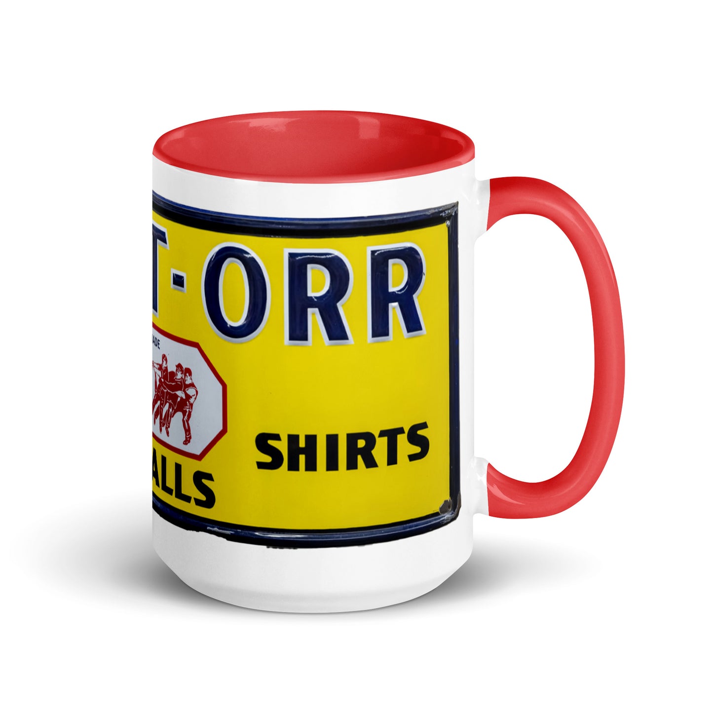 Vintage Mechanic Overalls Porcelain Sign Mug with Color Inside