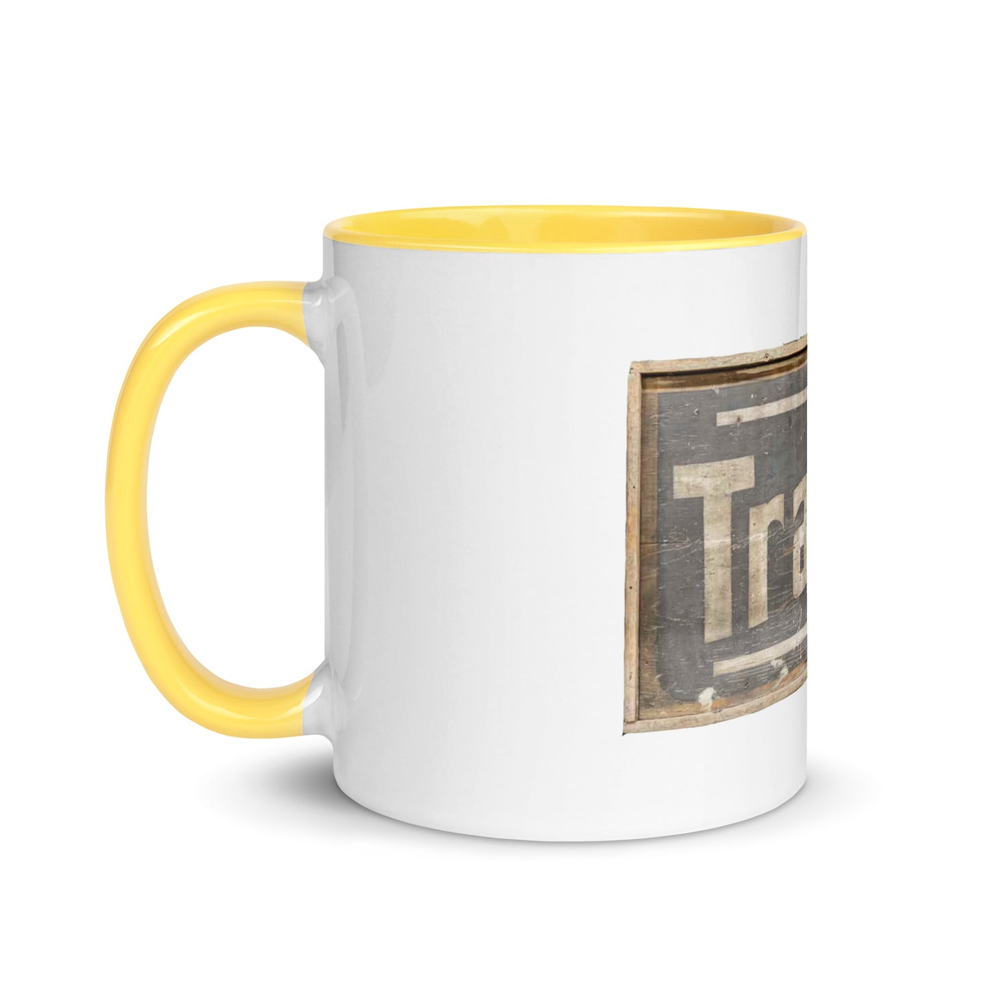 Retro Tractors Sign Wood Style Mug with Color Inside