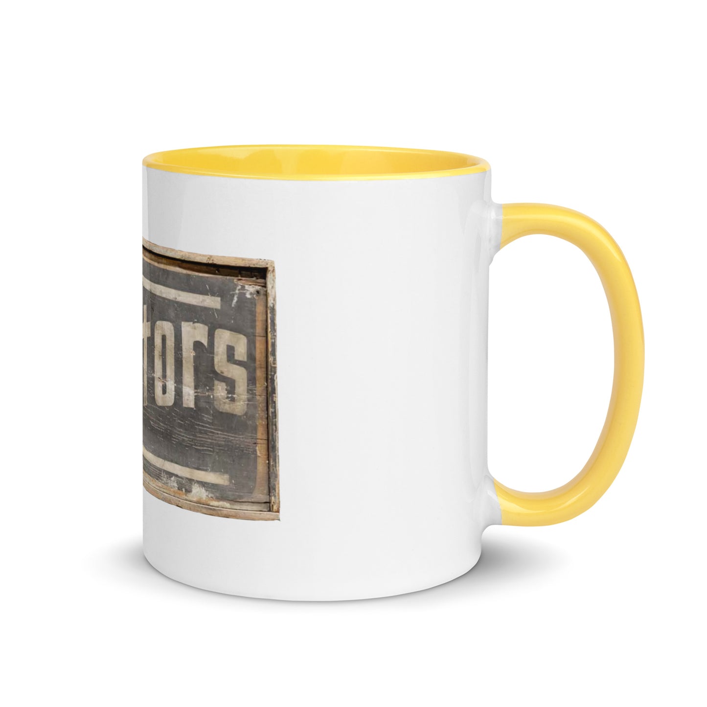 Retro Tractors Sign Wood Style Mug with Color Inside