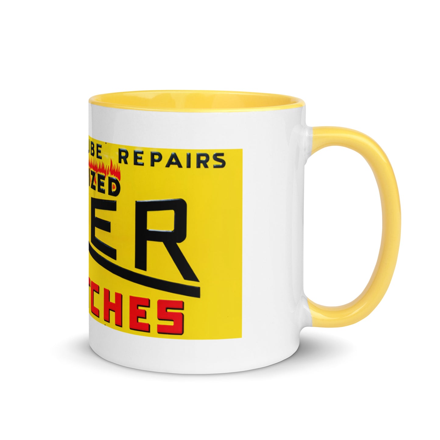 Retro Hot Oil Patch Sign Mug with Color Inside