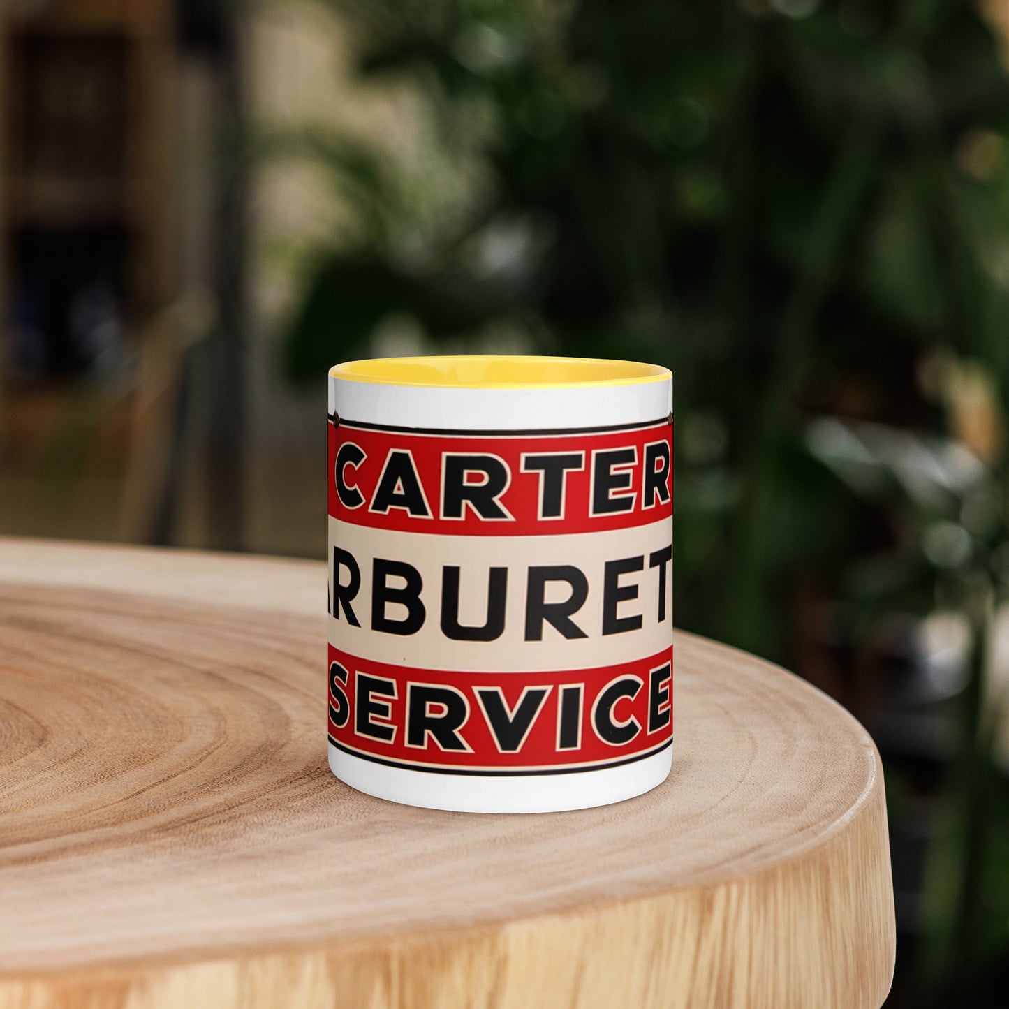 Carter Carbs Tin Style Shop Sign Mug with Color Inside