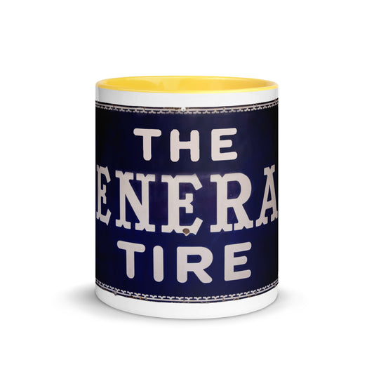 Vintage Tire Tin Style Mug with Color Inside