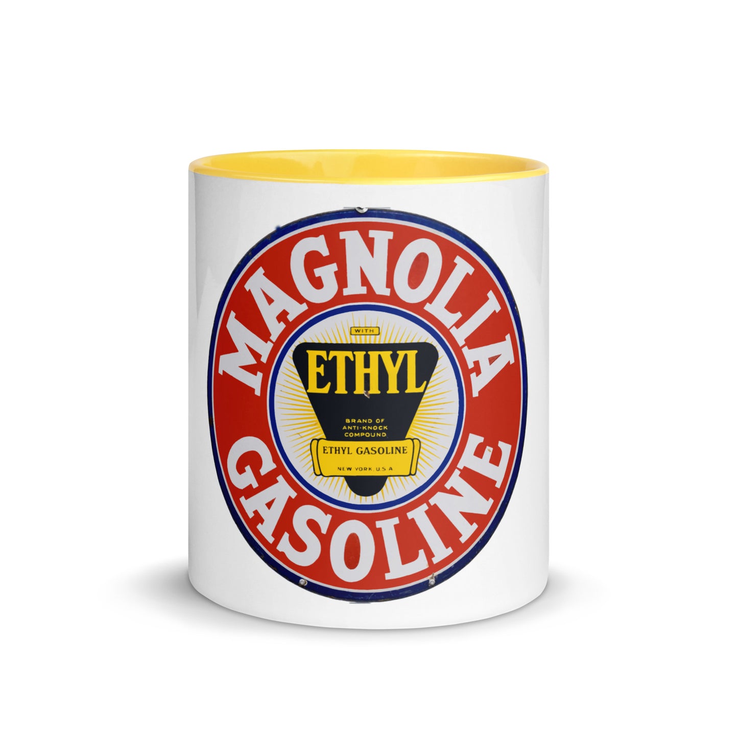 Retro Tin Gas Sign Magnolia Mug with Color Inside