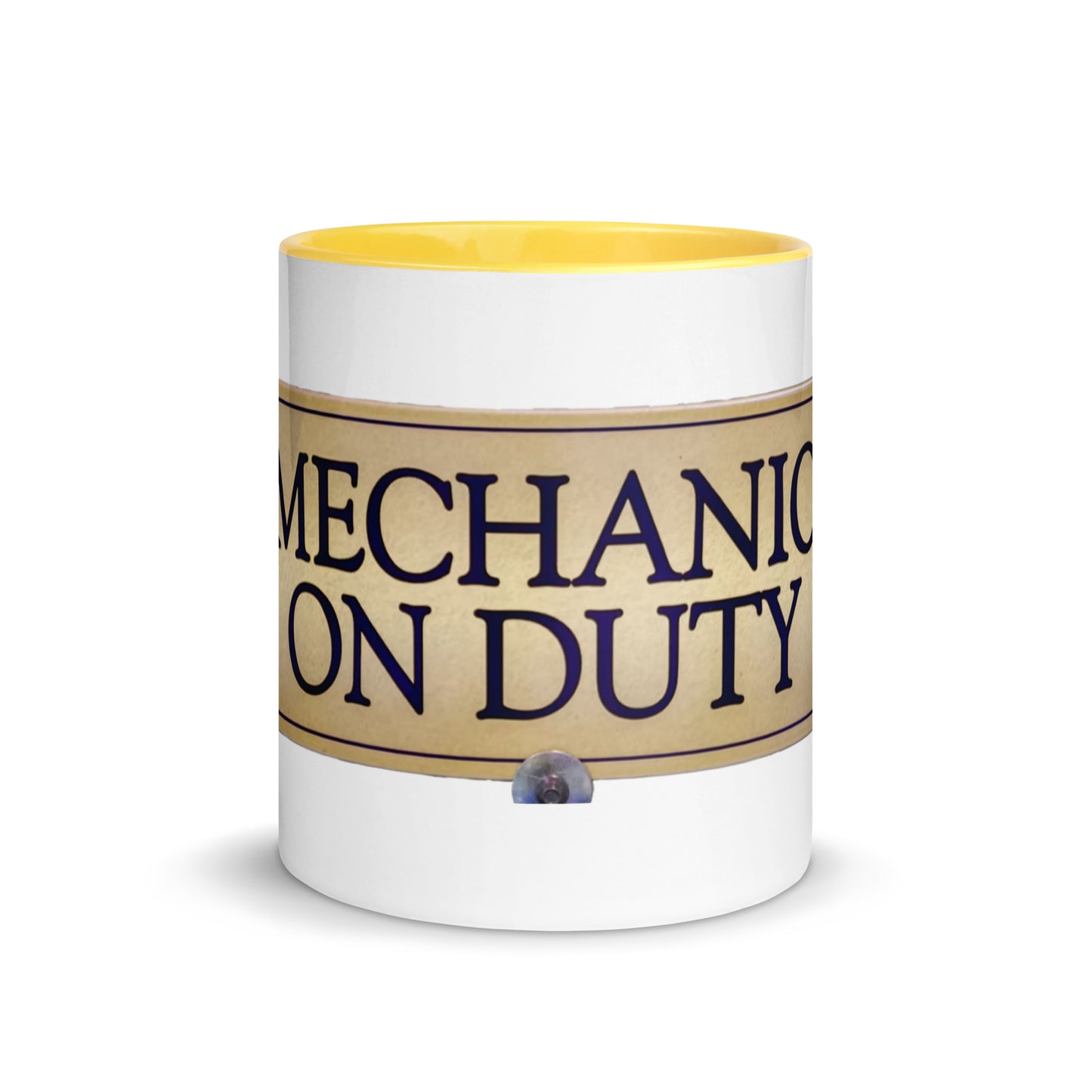 Retro Mechanic On Duty Sign Mug with Color Inside