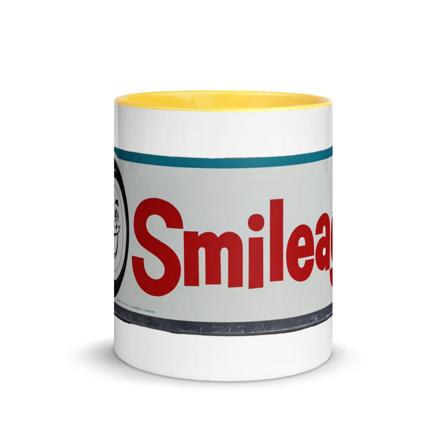 Retro Smileage Tire Sign Mug with Color Inside