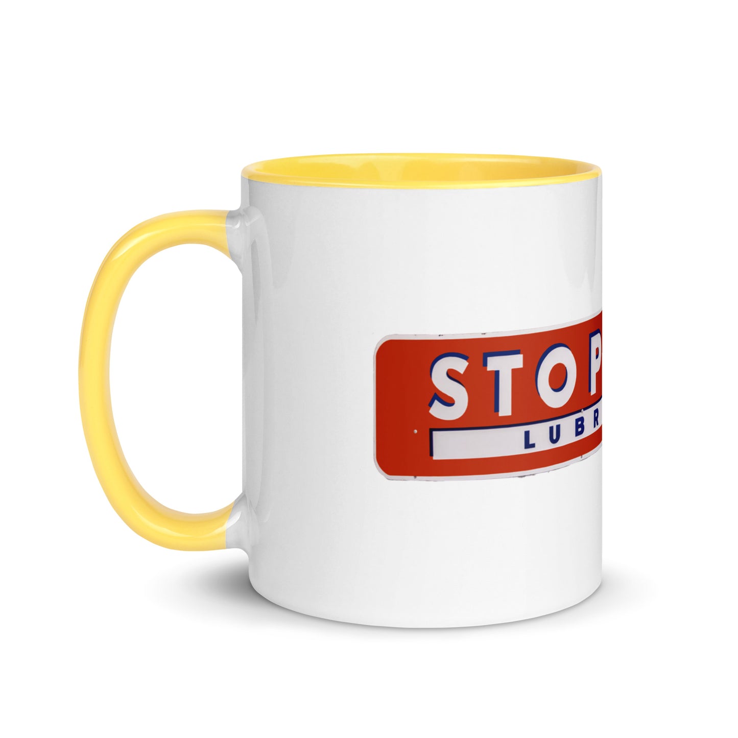 Retro Stop Wear Lube Painted Sign Mug with Color Inside