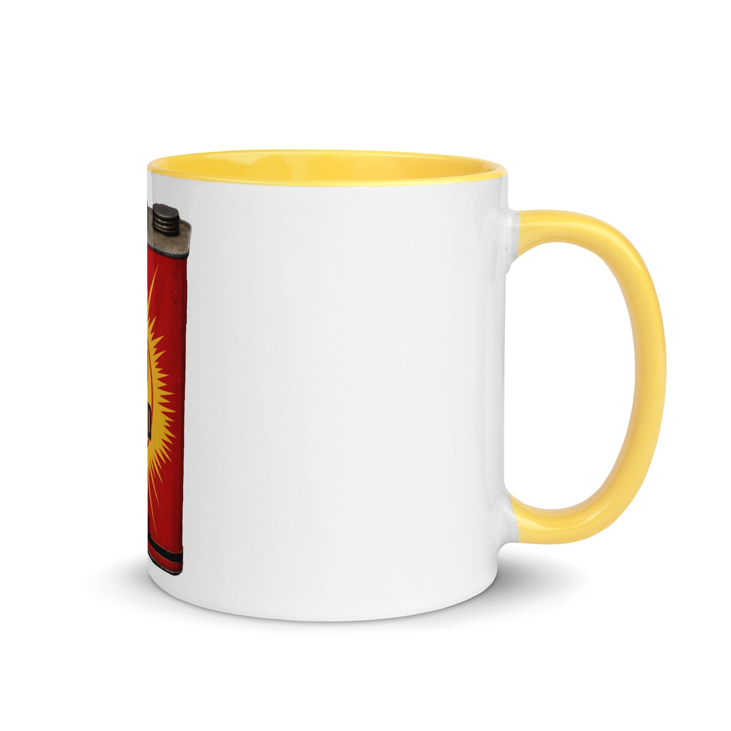 Retro Oil Can Design Mug with Color Inside