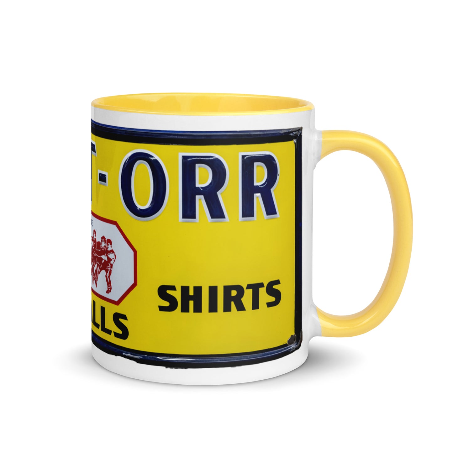 Vintage Mechanic Overalls Porcelain Sign Mug with Color Inside