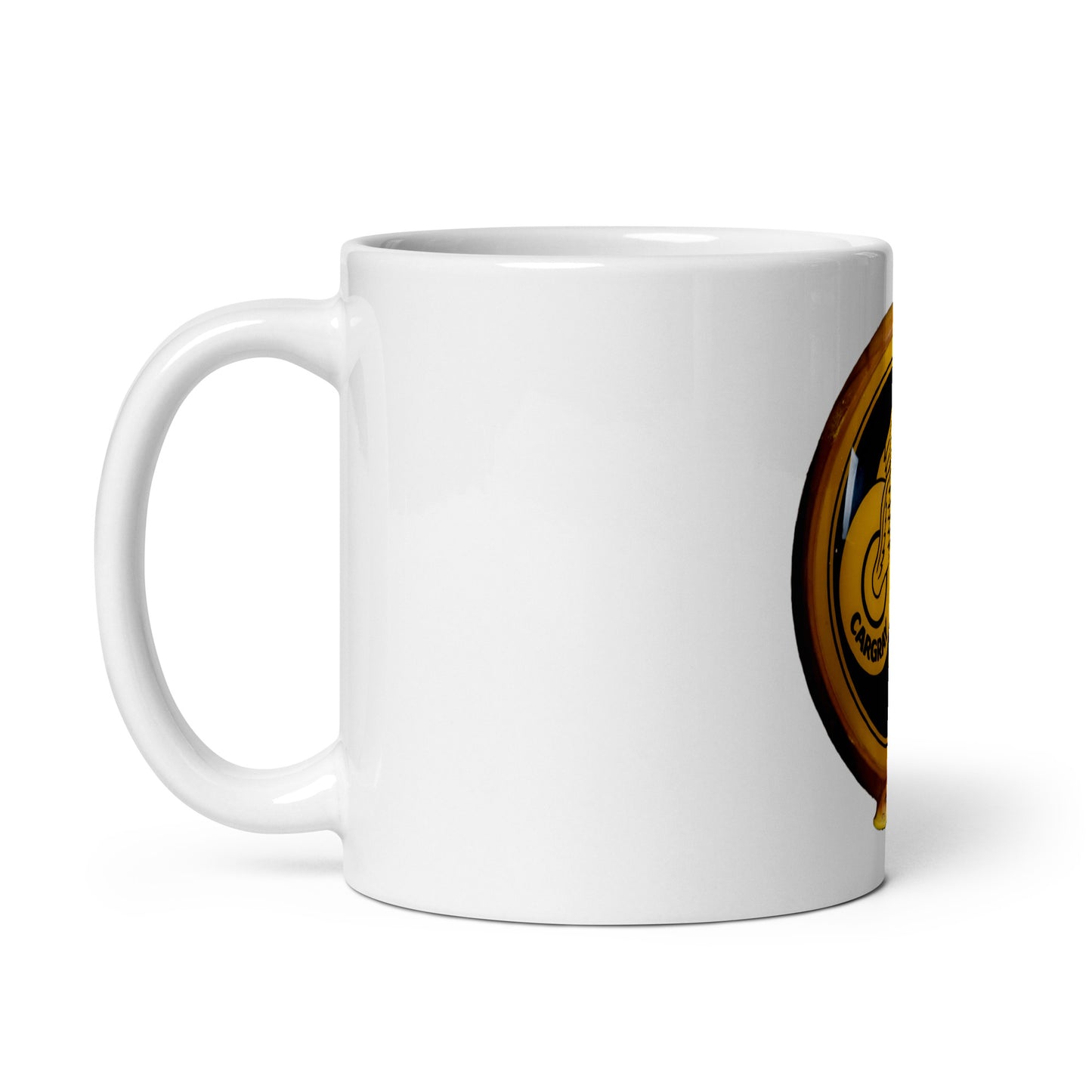 Calgary Gold Globe Design White glossy mug