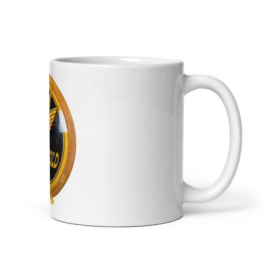 Calgary Gold Globe Design White glossy mug