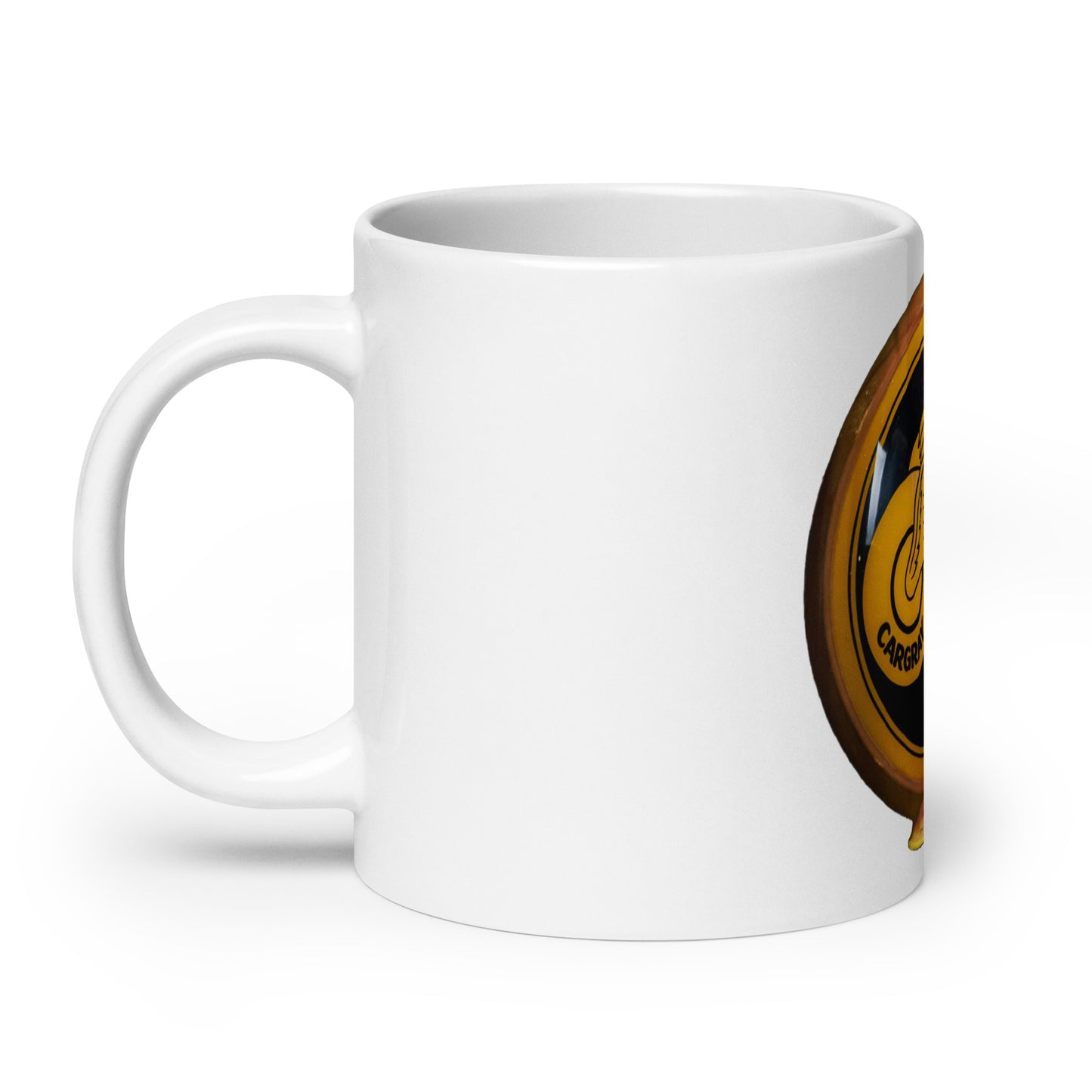 Calgary Gold Globe Design White glossy mug