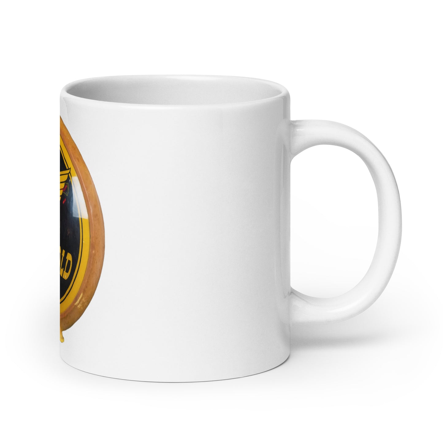 Calgary Gold Globe Design White glossy mug