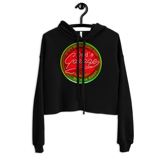 Dads Garage Retro Neon Sign Crop Hoodie