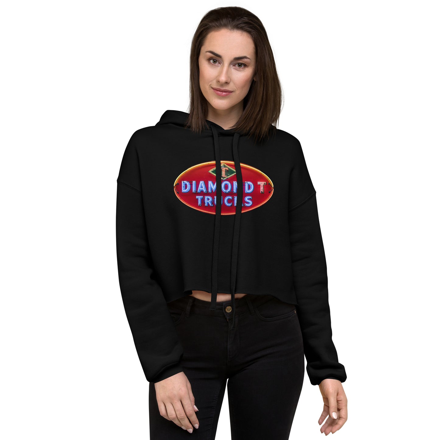 Diamond Trucks Retro Neon Sign Style Crop Hoodie