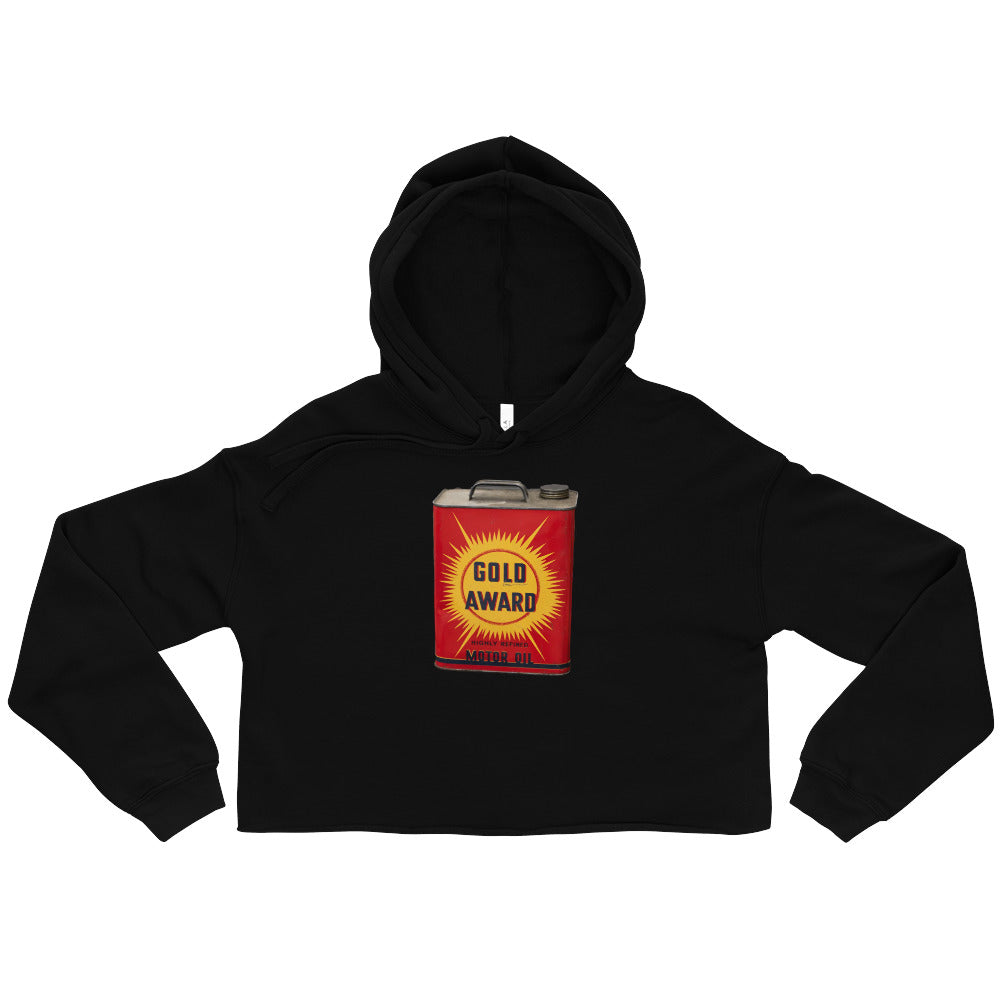 Retro Oil Can Design Crop Hoodie